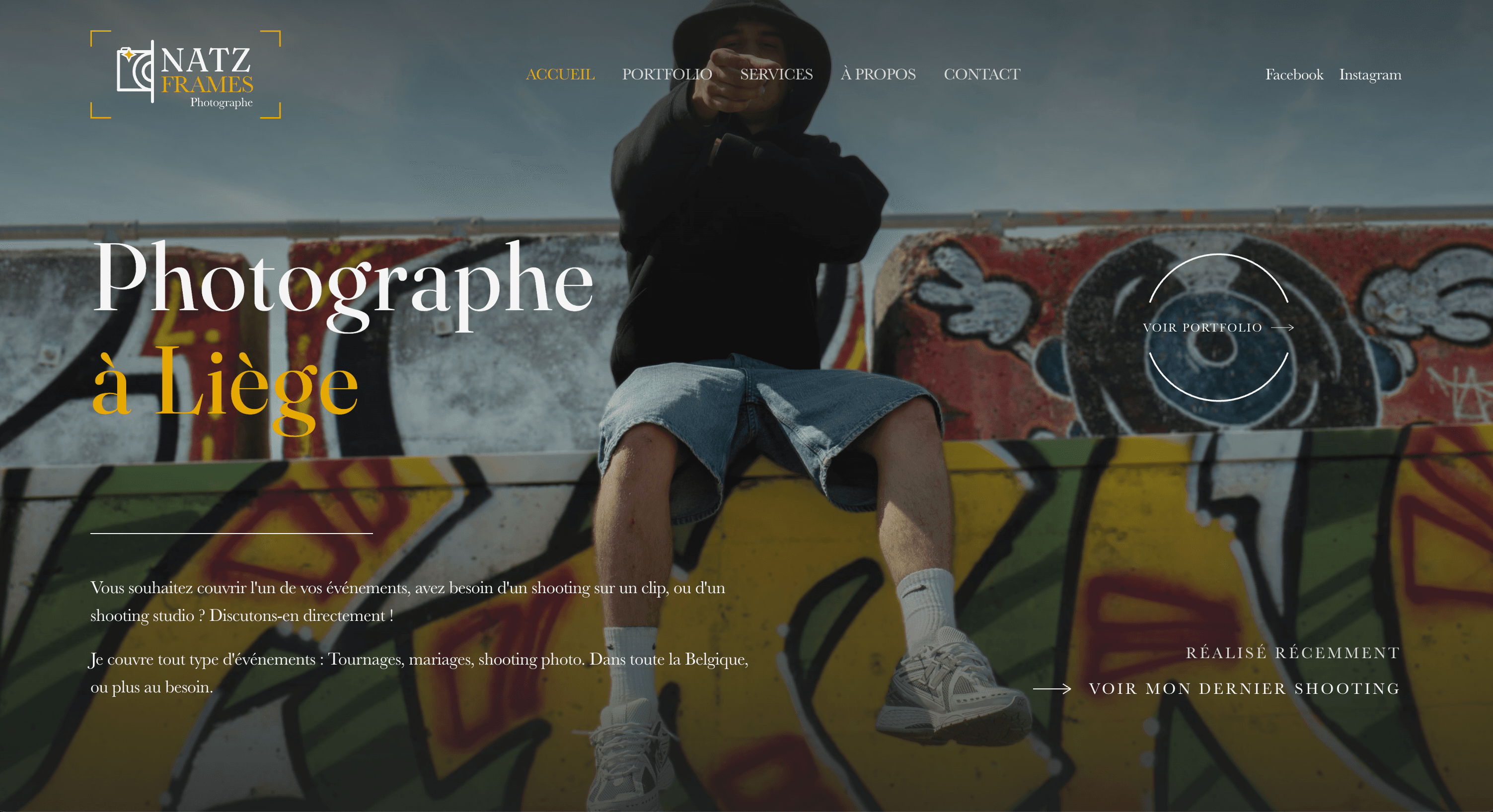 Site vitrine créé pour Natz Frames, Photographie · Liège