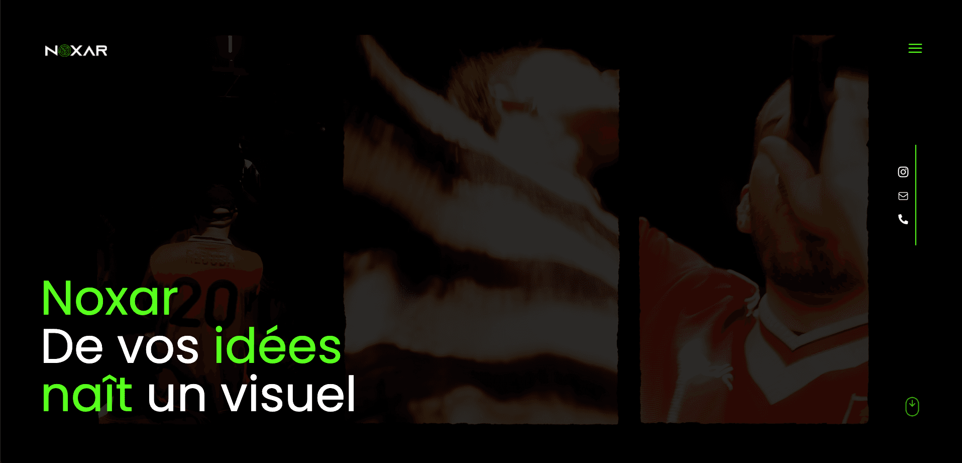 Site vitrine WordPress créé pour Noxar, studio de production audiovisuelle à Liège