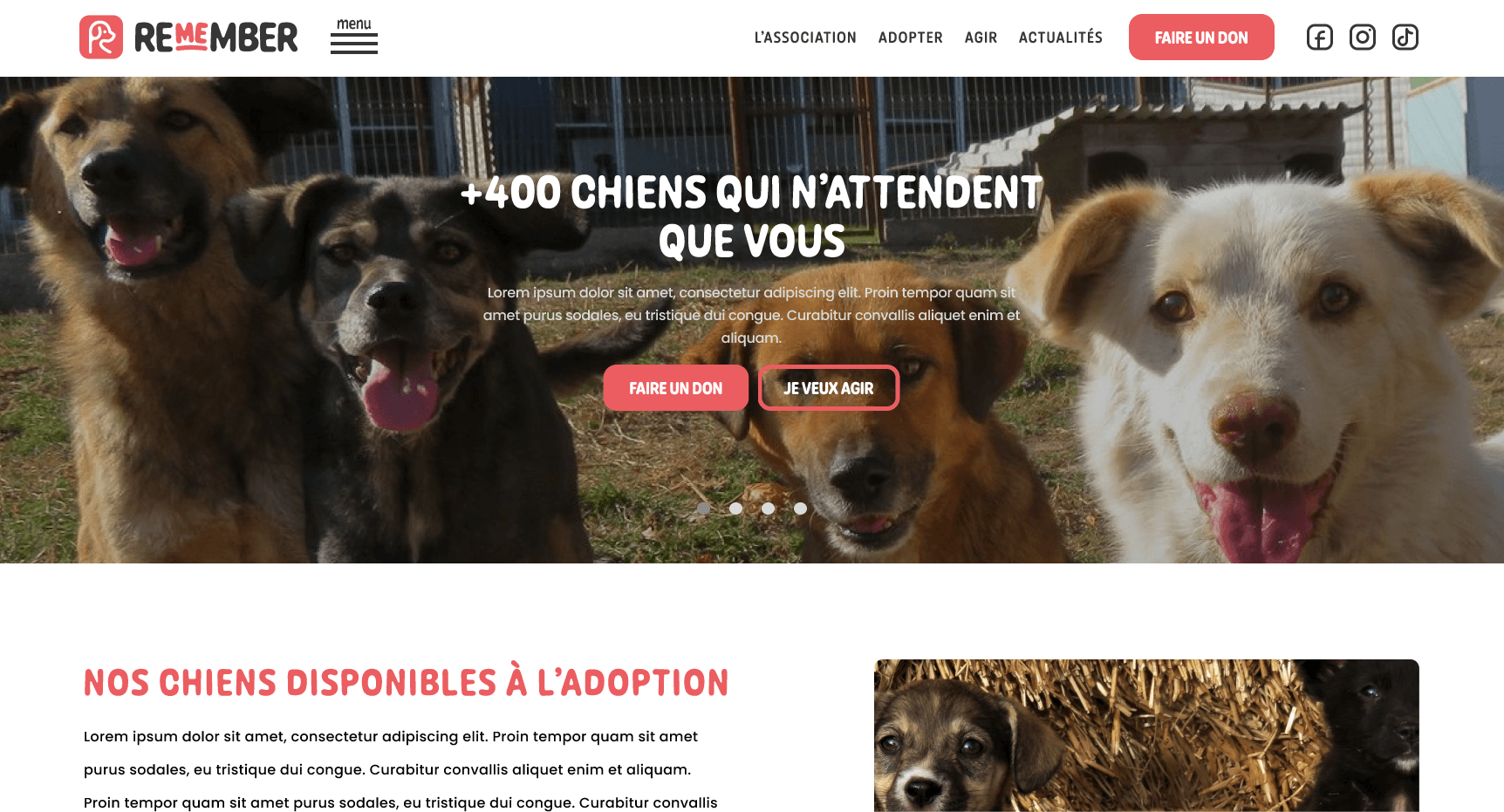 Maquette projet web créé pour Remember Me France, Association · France